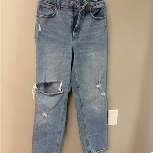 Abercrombie & Fitch Men's Light Blue Distressed Straight Jeans